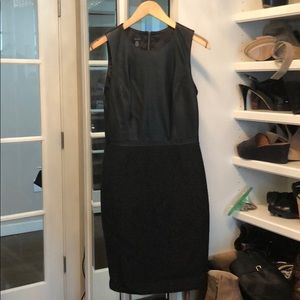 Black leather and tweed dress